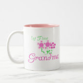 1. Zeit-Großmutter-Rosa Blumen Zweifarbige Tasse (Links)