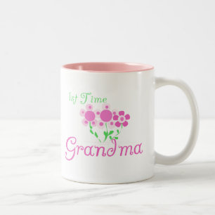 1. Zeit-Großmutter-Rosa Blumen Zweifarbige Tasse