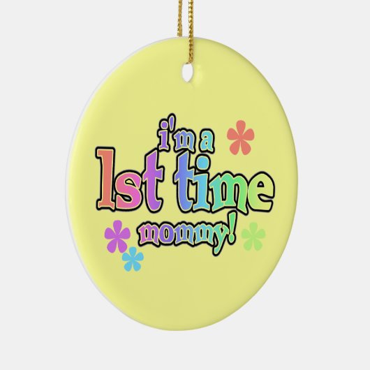 1. Zeit-Mama-Regenbogen-Text-Geschenke Keramik Ornament (Rechts)