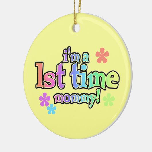 1. Zeit-Mama-Regenbogen-Text-Geschenke Keramik Ornament (Links)