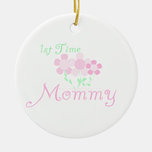 1. Zeit-Mama-Rosa-Blumen-Geschenke Keramik Ornament (Vorne)