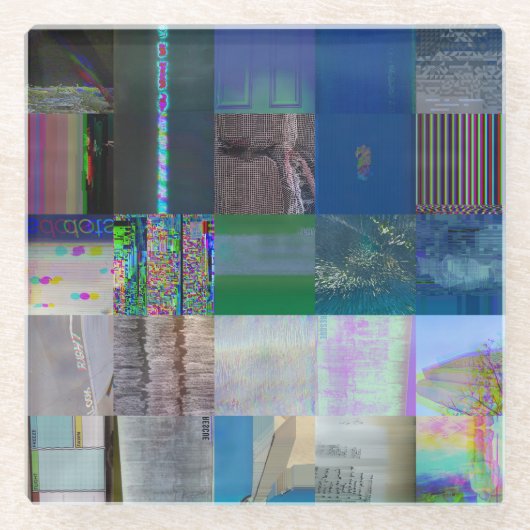 1C9984DA Glitch Art Digitale Verzerrung Vaporwave Glasuntersetzer (Vorderseite)