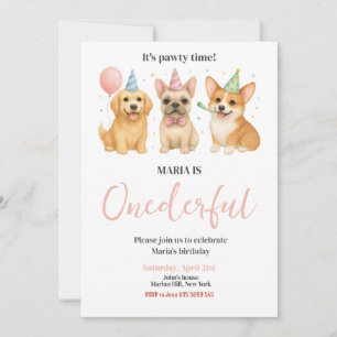 1derful Pawty Time Welppy Hund Geburtstagsparty Einladung
