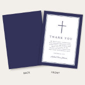 1Elegant Navy Blue Cross Boy First Communion Dankeskarte