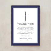 1Elegant Navy Blue Cross Boy First Communion Dankeskarte
