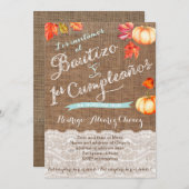 1er cumple y Bautizo, invitaciones calabazas Einladung (Vorne/Hinten)