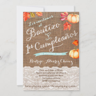 1er cumple y Bautizo, invitaciones calabazas Einladung