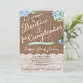 1er cumple y Bautizo, invitaciones niño Einladung (Stehend Vorderseite)