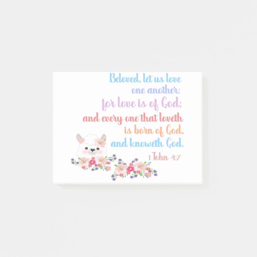 1Johannes4:7 Bibelvers Post-it Klebezettel (Vorderseite)