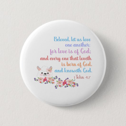 1Johannes 4,7 Bibelvers Button (Vorderseite)
