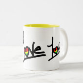 1Love Zweifarbige Tasse (VorderseiteRechts)