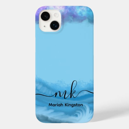 1Mariah Kingston Blue ocean  pastel text editable  Case-Mate iPhone Hülle (Rückseite)