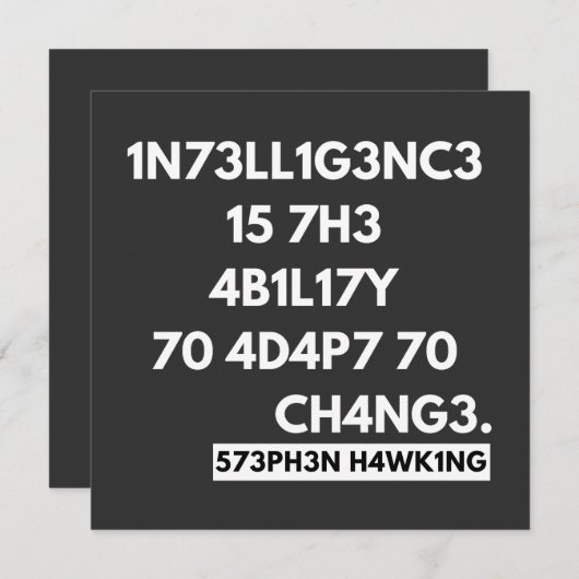 1N73LL1G3NC3 15 7H3 4B1L17Y 70 4D4P7 70 CH4NG3. EINLADUNG (Vorne/Hinten)