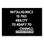 1N73LL1G3NC3 15 7H3 4B1L17Y 70 4D4P7 70 CH4NG3. TISCHNUMMER (Vorderseite)