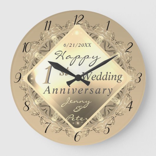 1st Anniversary/Custom Event Golden Emblem Große Wanduhr (Vorderseite)