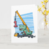 1st Birthday 1 year Mobile Crane Dinosaur Karte (Gelbe Blume)