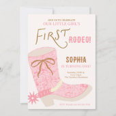 1st Birthday Cowgirl First Rodeo  Invite Einladung (Vorderseite)
