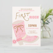 1st Birthday Cowgirl First Rodeo  Invite Einladung (Stehend Vorderseite)