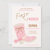 1st Birthday Cowgirl First Rodeo  Invite Einladung (Vorderseite)