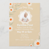 1st Birthday Daisy Fest, with Picture Einladung (Vorderseite)