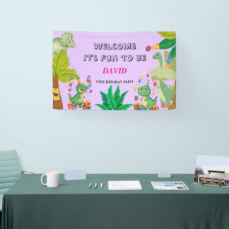 1st Birthday Dinosaur Minimal baby boy Banner