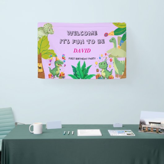 1st Birthday Dinosaur Minimal baby boy Banner (Messe)