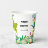 1st Birthday Dinosaur Minimal baby boy Pappbecher (Rückseite)