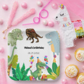 1st Birthday Dinosaur Minimal baby boy Pappteller (Party)