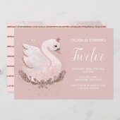 1st Birthday Dusty Rose and Rose Gold Einladung (Vorne/Hinten)