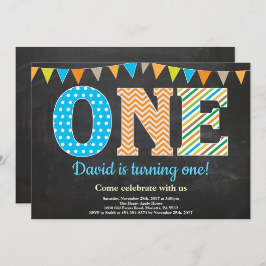 1st Birthday Einladung (Vorne/Hinten)