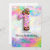 1st Birthday Girls Invitation Einladung (Vorne/Hinten)