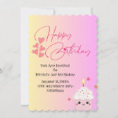 1st birthday girls invitation in pink  einladung (Vorderseite)