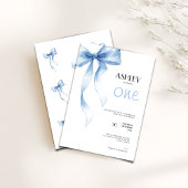 1st Birthday Invitation Blue Bow for Girls Einladung