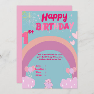 1st birthday Invitation Card