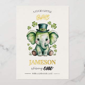 1st Birthday Invitation | Foil St. Patrick's Card Folieneinladung