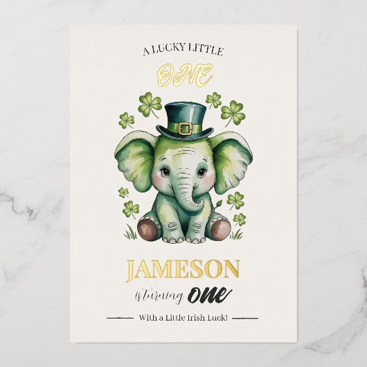 1st Birthday Invitation | Foil St. Patrick's Card Folieneinladung (Vorderseite)