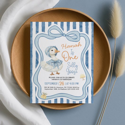 1st Birthday Invitation, Silly Goose Birthday  Einladung