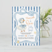 1st Birthday Invitation, Silly Goose Birthday  Einladung (Stehend Vorderseite)
