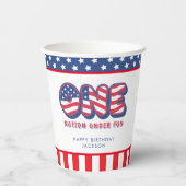 1st Birthday Party Patriotic USA Flag July 4th Pappbecher (Rückseite)