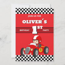 1st Birthday Race Car Invitation Editable