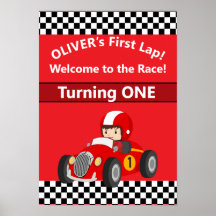 1st Birthday Race Car Party Poster Editable
