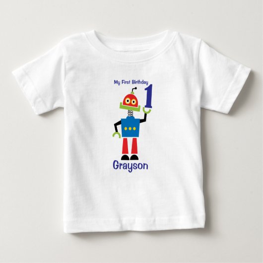 1st Birthday Robot Tshirt (Vorderseite)