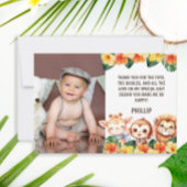 1st Birthday Safari Lion Giraffe Monkey Photo Dankeskarte