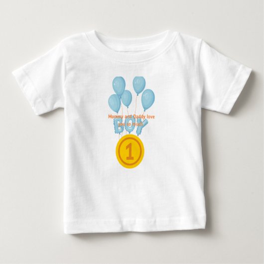 1st Birthday T-Shirt for Baby Boy – Mommy and Dadd (Vorderseite)