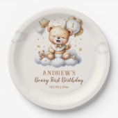 1st Birthday Teddy Bear Birthday Boy Pappteller (Vorderseite)