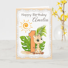 1st Birthday Watercolor Animals Card Karte