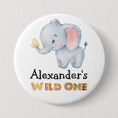 1st Birthday Wild One Safari Elephant Themed Button (Vorderseite)