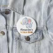 1st Birthday Wild One Safari Elephant Themed Button (Beispiel)