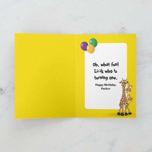 1st Birthday Wildlife Animal Babies Karte (Innenseite)