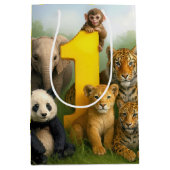 1st Birthday Wildlife Animal Babies Mittlere Geschenktüte (Vorderseite)